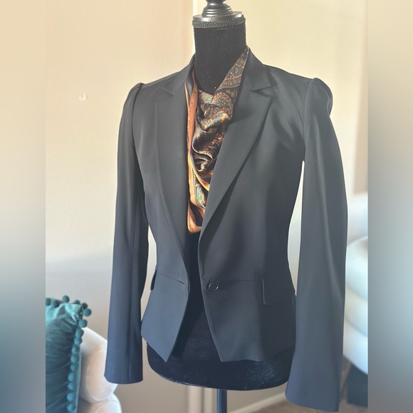 Reiss DESIGNER Black Blazer Wool Blend Long Sleeve Jacket 2 - Picture 4 of 13